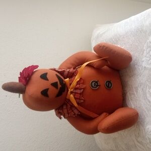 Pumpkin Sitting  Doll  Fall &  Halloween  Decoration NEW